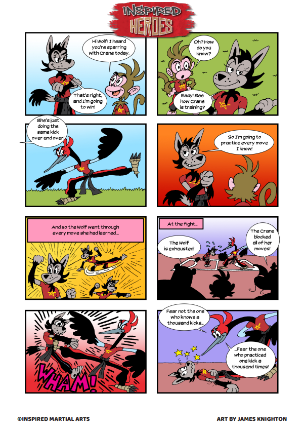 A comic strip entitled "Thousand Kicks"